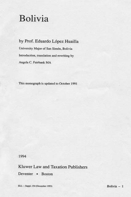 Bolivia - Labour and Industrial Relations - Eduardo López Huailla