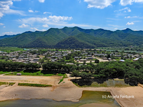 view of Hahoe VIllage from hill