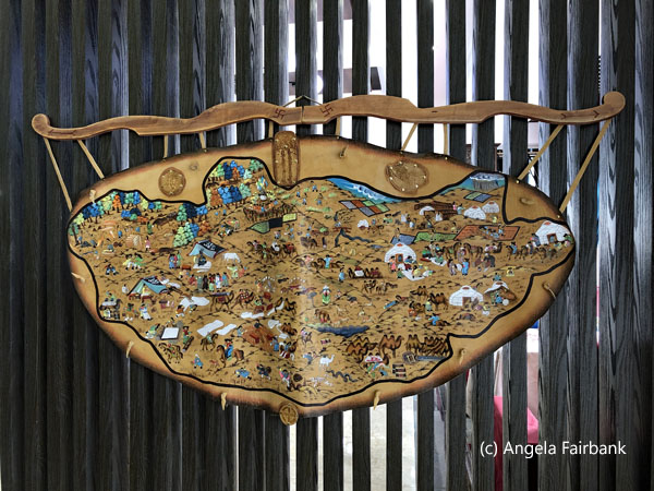 pinaintg of Mongolian map on leather