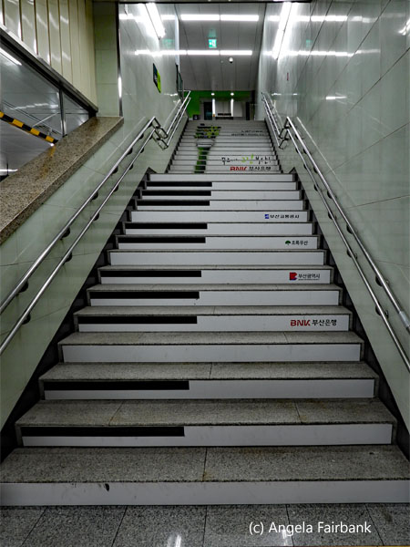pianoed stairs in busan subway station