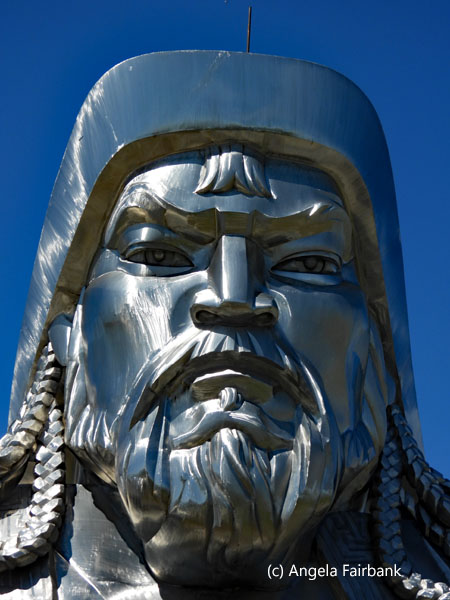 chinggis kaahn statue close up 2