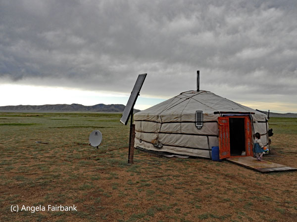 main ger with solar panel and satellite dish