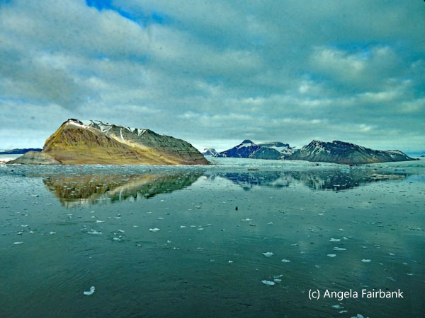 reflections in water with glaciers