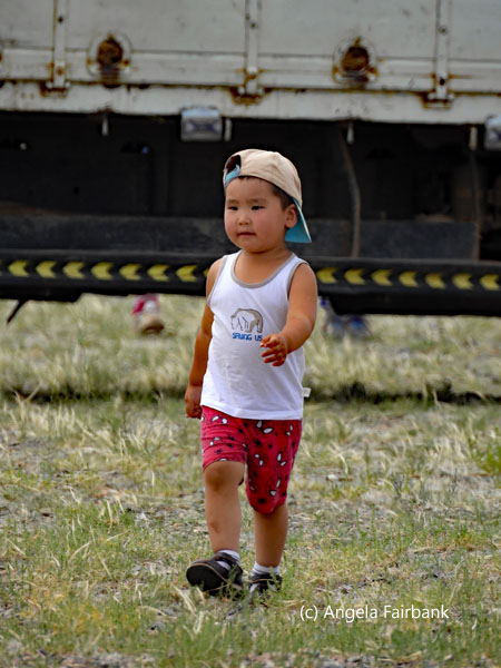 boy in red shorts
