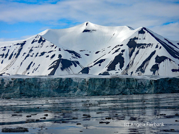 mountains behind glacier