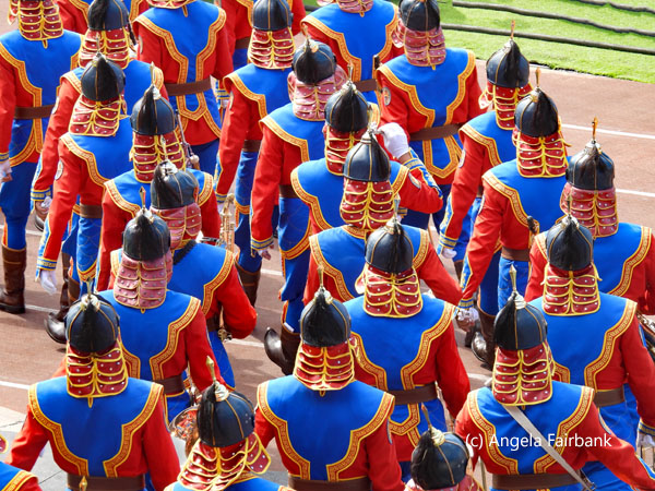 marching band in red and blue