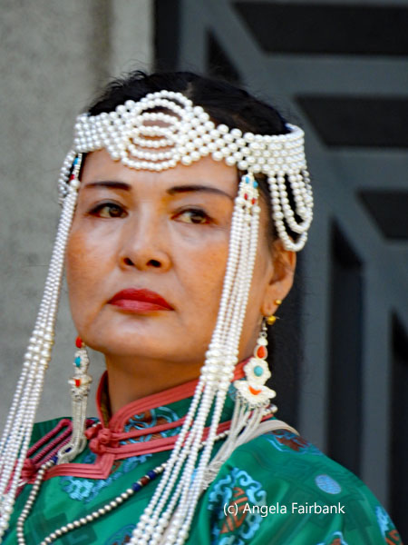 woman in green dress