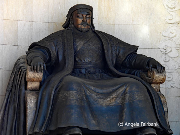 chinggis khaan statue at parliament building