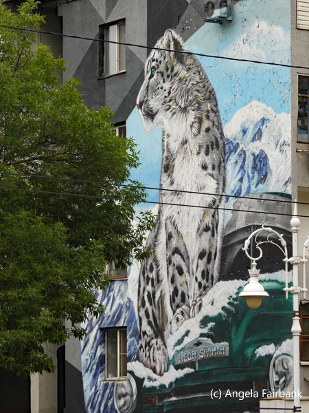 mural of snow leopard