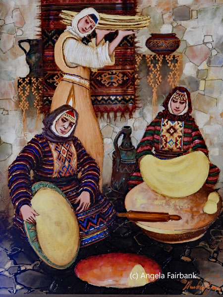 painting of women making bread