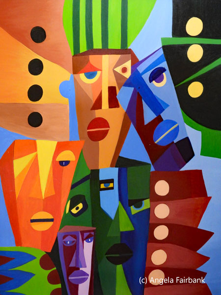 abstract painting of faces