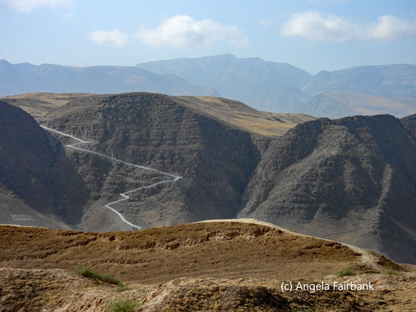 View of 25 km walking path through mountains