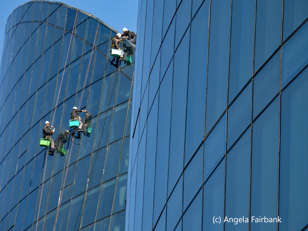 window washers on flame towers