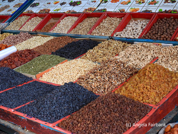 dried fruits and nuts at market
