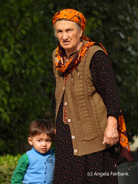 old lady with small boy