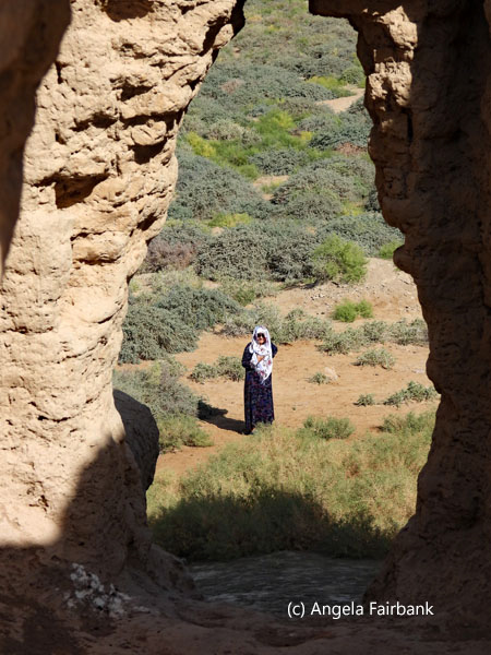 view of woman from the top of Gyz Gala