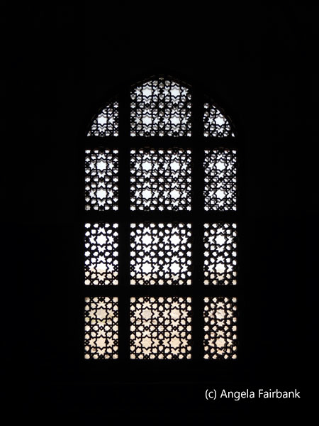 latticed window at mausoleum