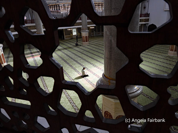 view of man praying from women area of mosque 1