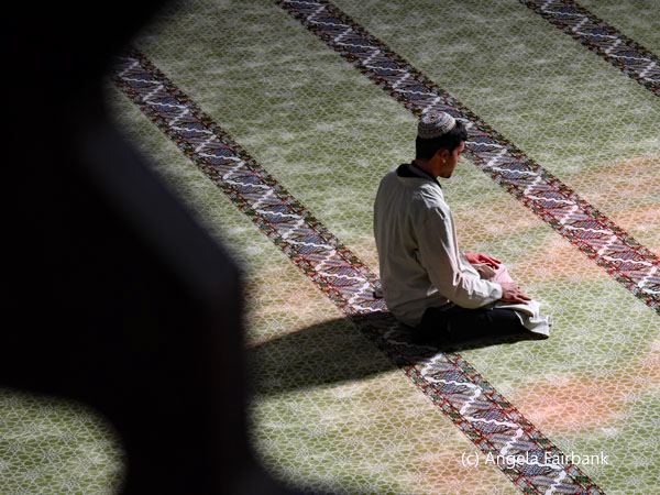view of man praying from women area of mosque 2