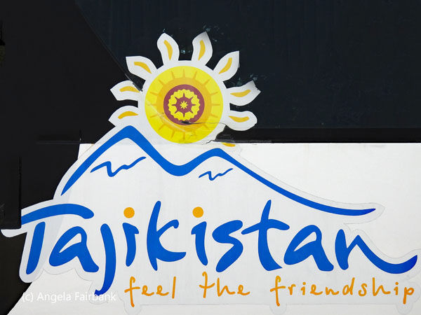 Tajikistant sign on a bus