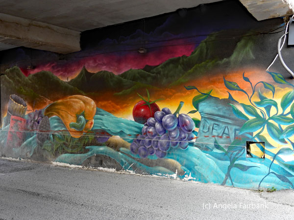 mural under bridge in peja