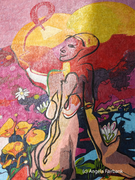 pink and yellow mural