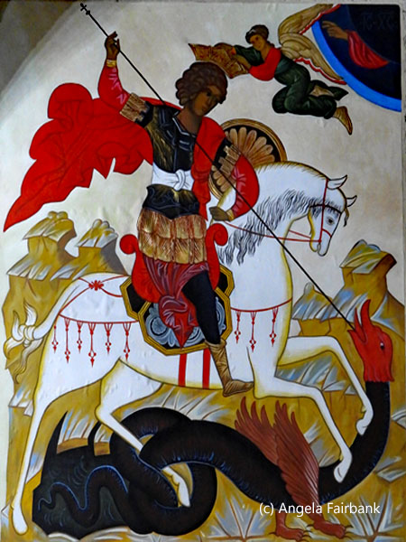 St. George and the dragon painting in the orthodox church