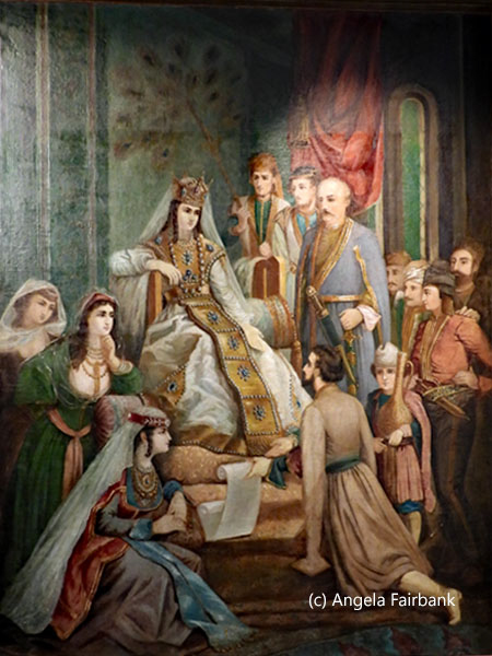 painting of female king of Georgia at Batonis Tsikhe fortress museum