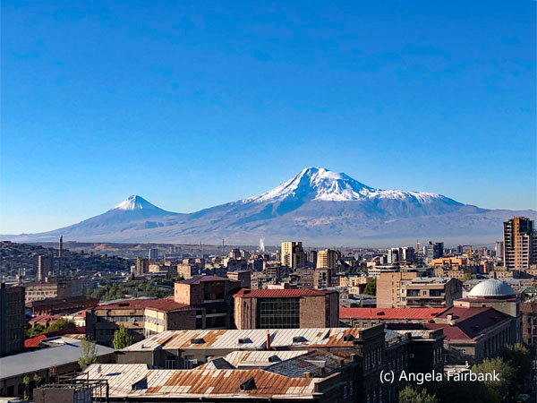 Mount Ararat from breakfast room at hotel