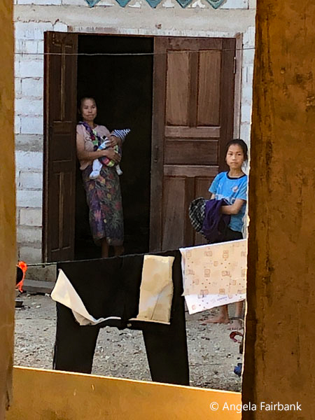 mother and children in frame
