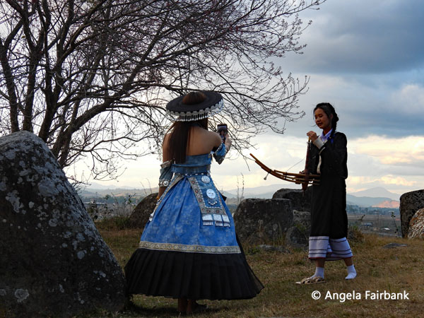 two young woman at plain of jars dressed up 2