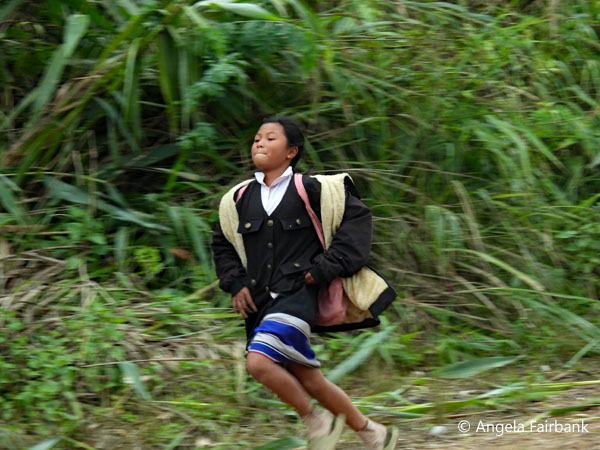school girl running