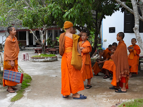 novices at temple courtyard