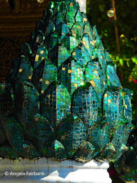 green glass lotus flower at Wat Xiengthong