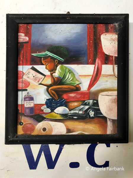 w.c. sign at breakfast restaurant