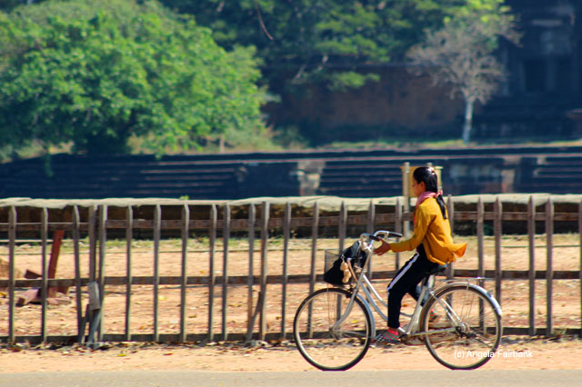 Bicyclist at Ankor Wat 2