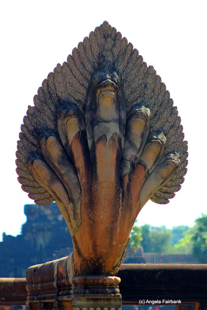 7-headed snake sculpture at Angkor Wat
