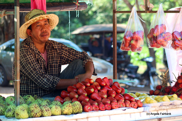 Rose apple vendor at Angkor Wat