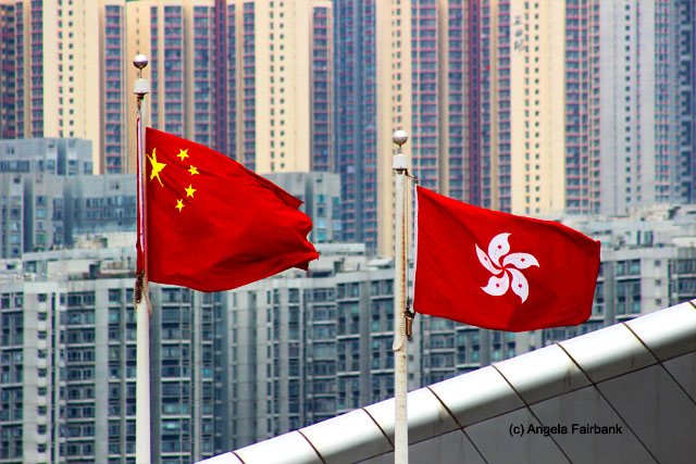 flags of China and Hong Kong