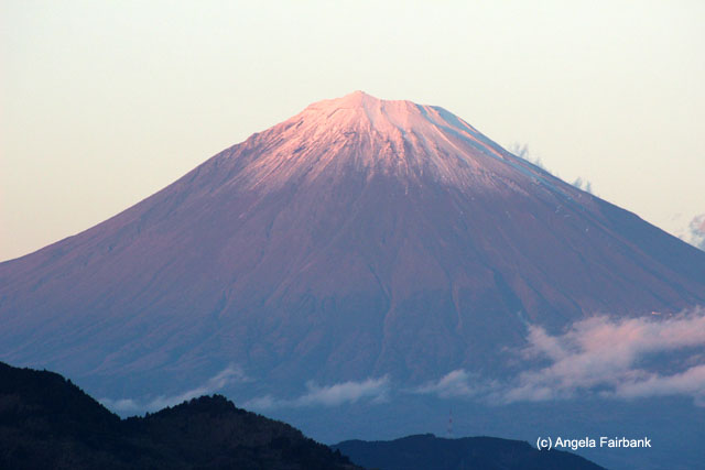 mt fuji at dusk