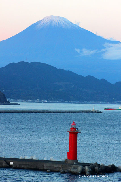 mt fuji and port lighthouse