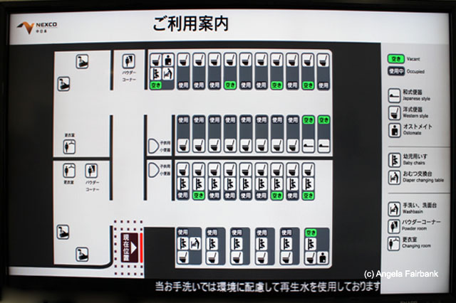 screen of availability in women's washroom