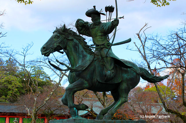 warrior statue at shinto shrine