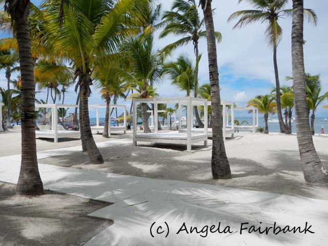 beach with massage beds