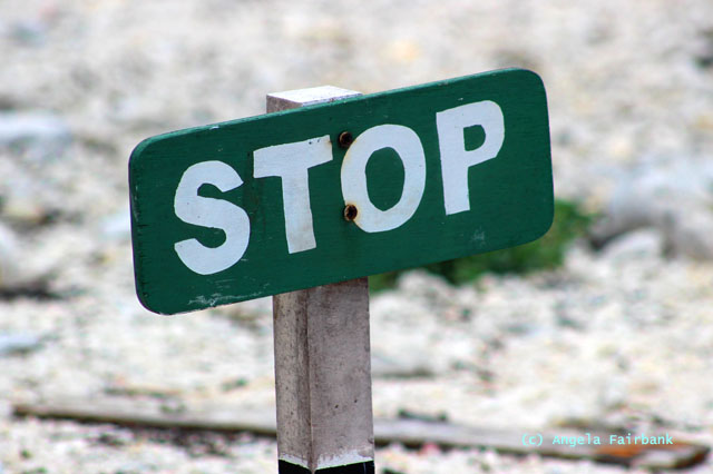 stop sign at Genovesa