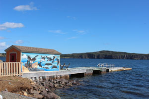 painted wharf building