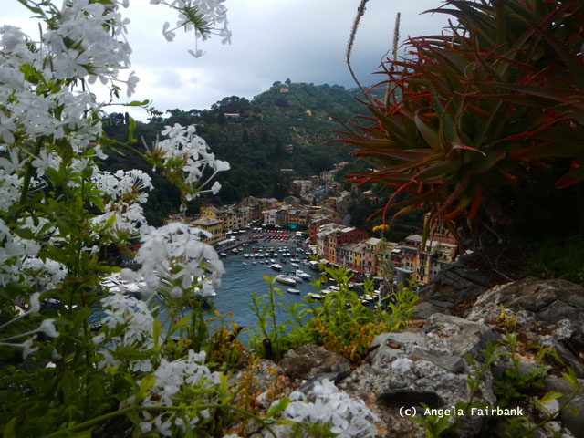 view of portofino from castello brown
