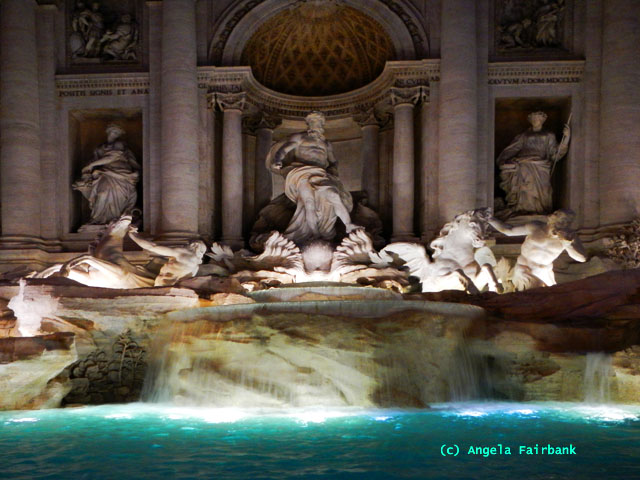 trevi fountain at night
