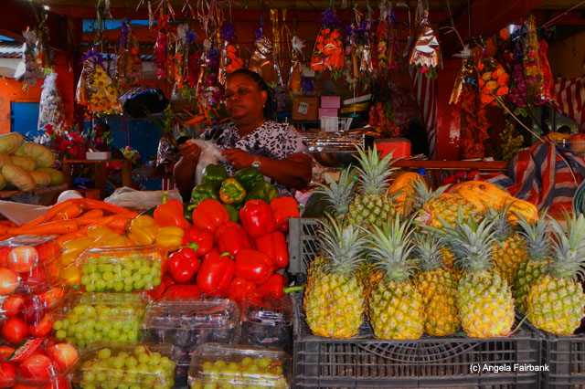 colourful market stall at Sir Selwyn Selwyn-Clarke Market, Victoria, Mahe, Seychelles