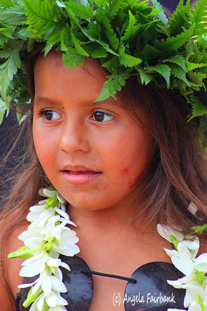 Children of Raiatea dancer, Raiatea, French Polynesia, copyright Angela Fairbank